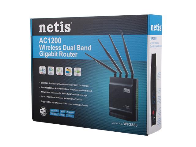 Netis WF2880 AC1200 Wireless Dual Band Gigabit Router, 1x USB, 4x Antena 5dBi