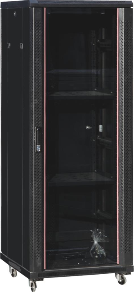 Netrack standing server cabinet Economy 22U/600x600mm (glass door) - black