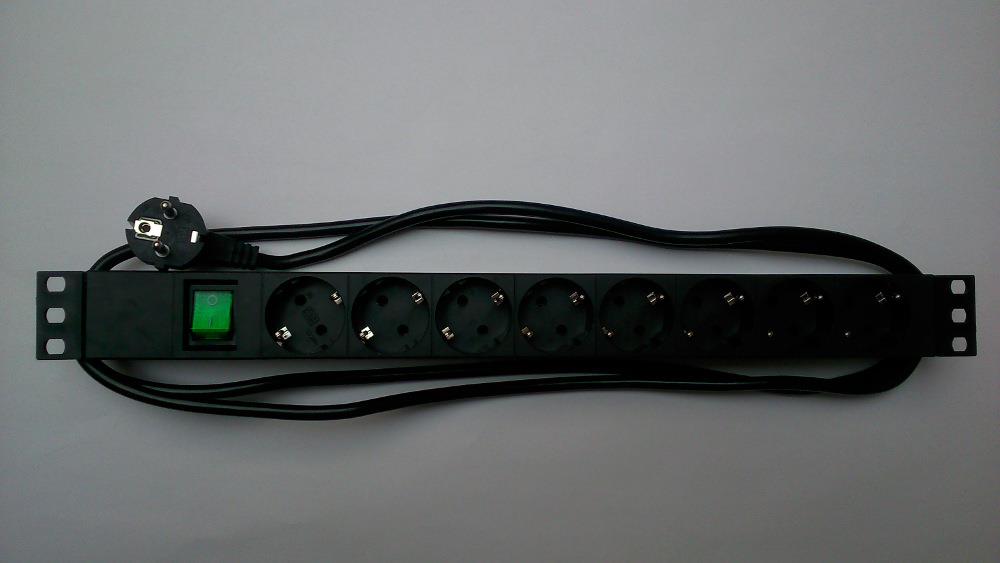 apraNET PDU Rack 19'', 1U, 230V/16A 8xSchucko, with switch, plastic