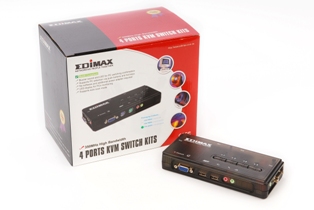Edimax KVM switch, 4 ports, USB, desktop + 4 x KVM kabel