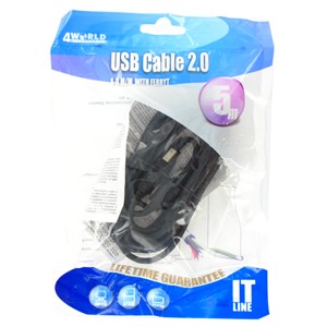 4World USB 2.0 kabel, typ A-B M/M 5m High Quality, feritovÃ½ filtr