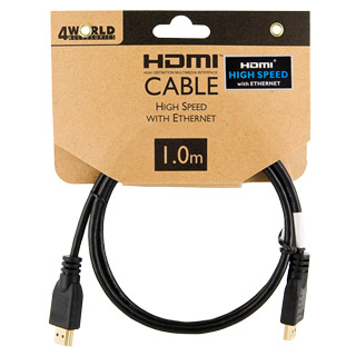 4World Kabel HDMI - HDMI High Speed s Ethernet (v1.4), 3D, HQ, BLK, 1m