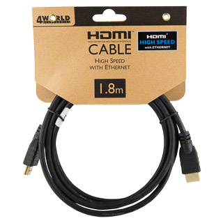 4World Kabel HDMI - HDMI High Speed s Ethernet (v1.4), 3D, HQ, BLK, 1.8m