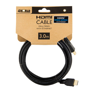 4World Kabel HDMI - HDMI High Speed s Ethernet (v1.4), 3D, HQ, BLK, 3m
