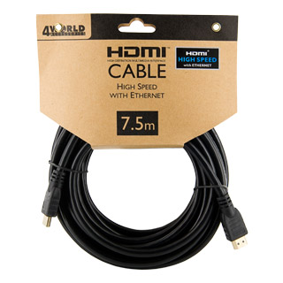 4World Kabel HDMI - HDMI High Speed s Ethernet (v1.4), 3D, HQ, BLK, 7.5m
