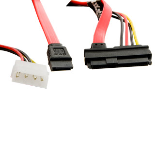 4World HDD kabel | 29pin SAS (F) - 7pin SATA (F) & LP4 | 45cm | ÄervenÃ½