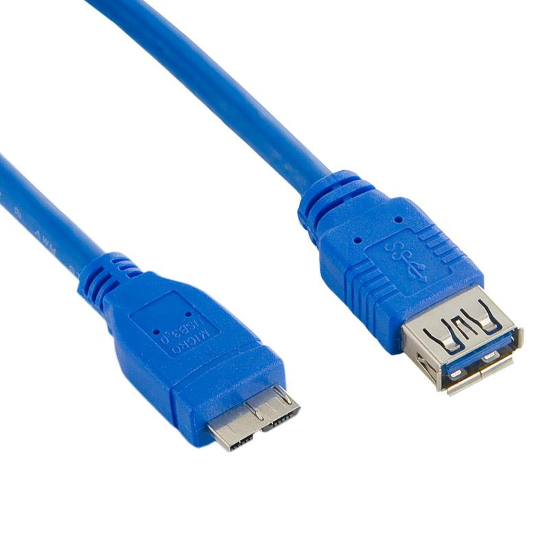 4World Kabel USB 3.0 AF- Micro BM 3.0m| modrÃ½
