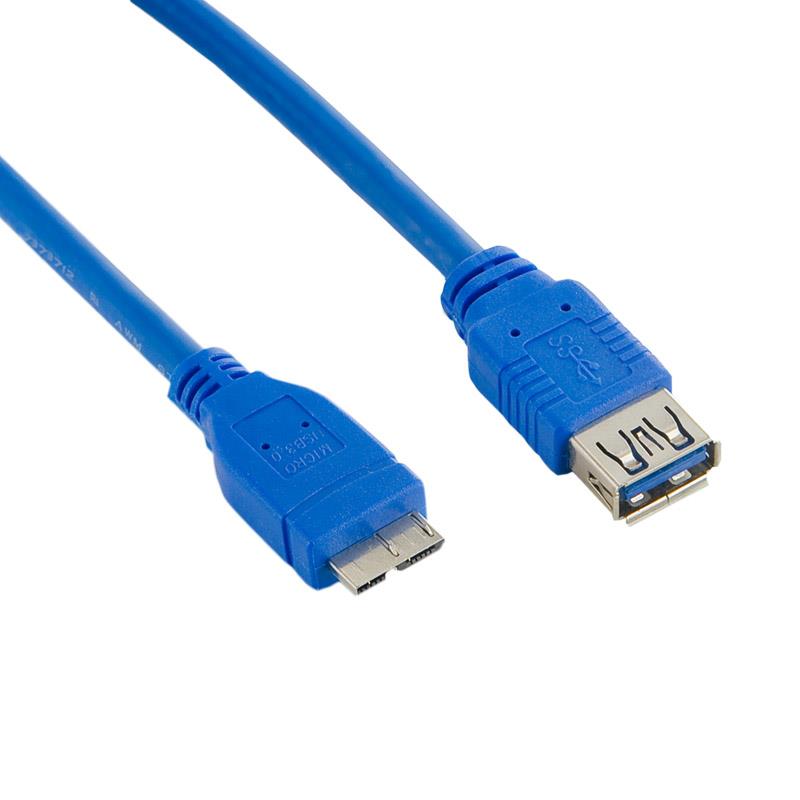 4World Kabel USB 3.0 AF- Micro BM 4.0m| modrÃ½