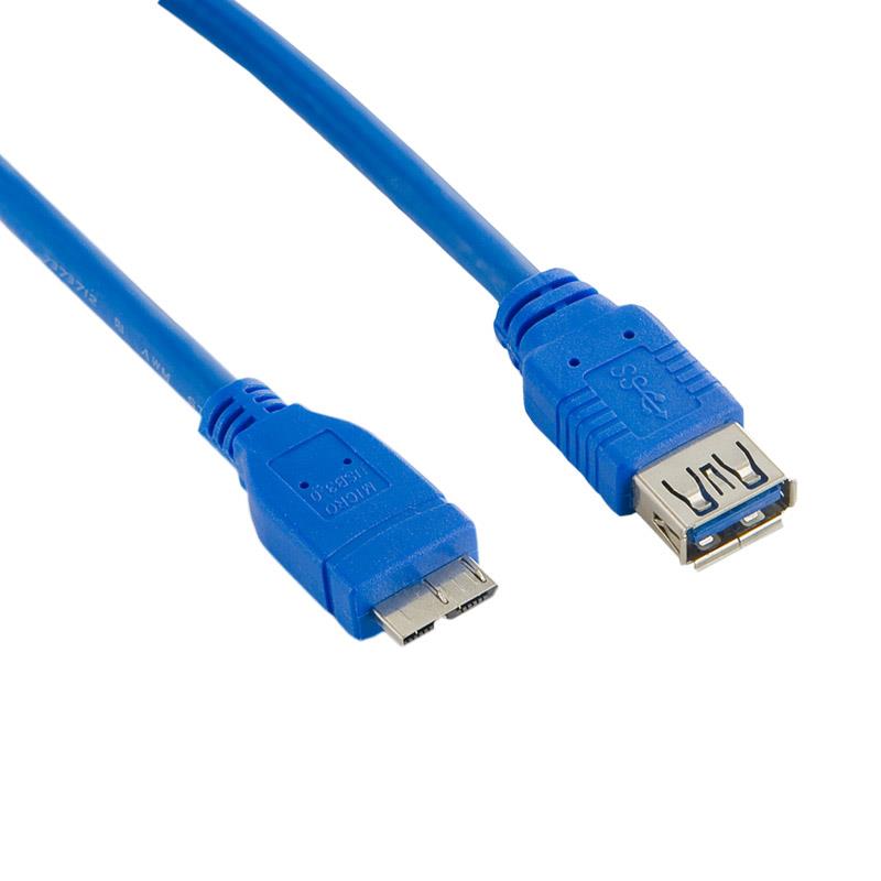 4World Kabel USB 3.0 AF- Micro BM 5.0m| modrÃ½