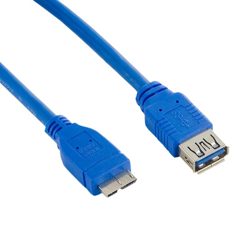 4World Kabel USB 3.0 AF- Micro BM 1.0m| modrÃ½