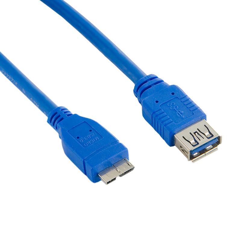 4World Kabel USB 3.0 AF- Micro BM 0.5m| modrÃ½