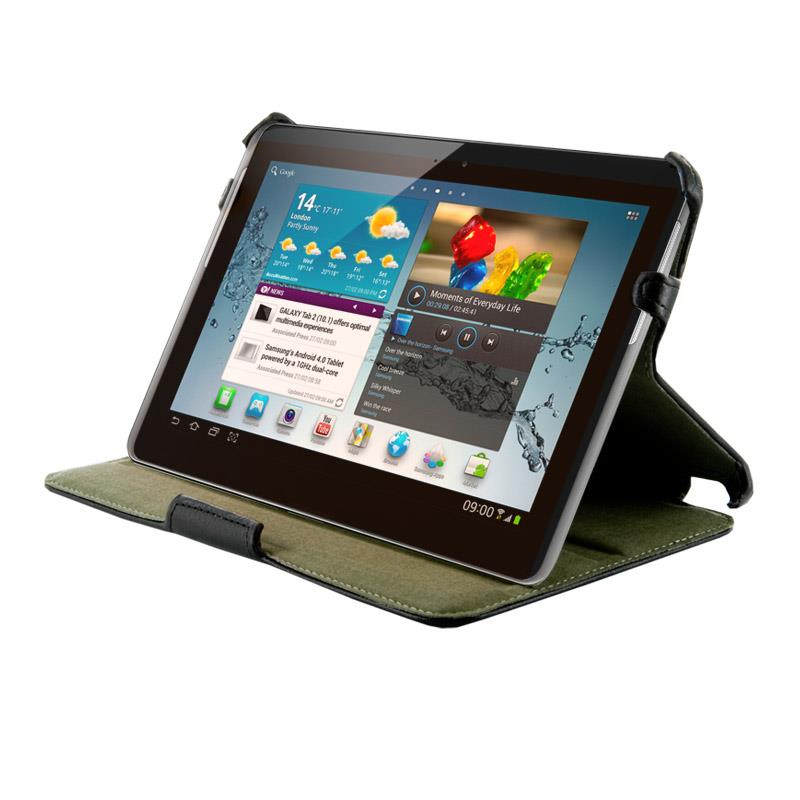 4World Pouzdro - stojan pro Galaxy Tab 2, eko kÅ¯Å¾e, 7'', ÄernÃ½