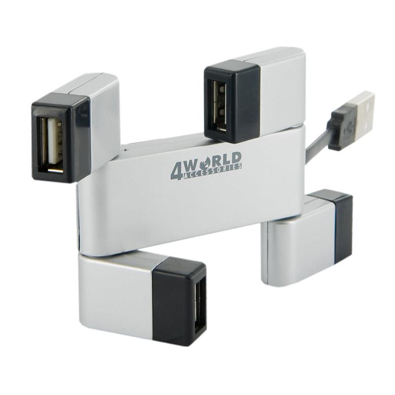 4World 4-portovÃ½ USB 2.0 hub Rectangle ReplikÃ¡tor USB portÅ¯, pasivnÃ­, stÅÃ­bro