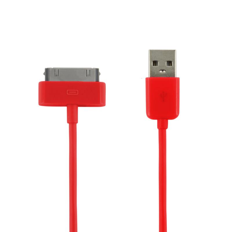 4World Kabel USB 2.0 pro iPad / iPhone / iPod pÅenos dat/nabÃ­jenÃ­ 1.0m ÄervenÃ½