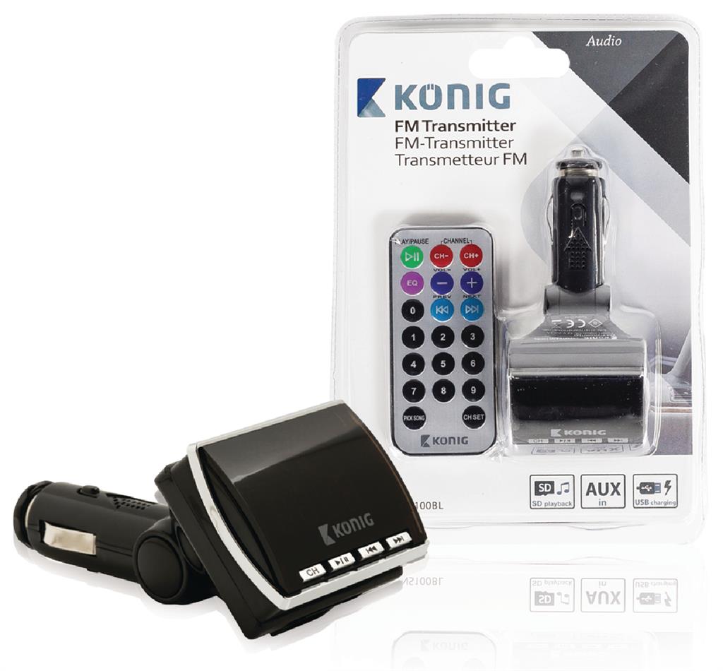 Konig FM transmitter black with remote