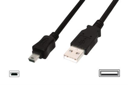 ASSMANN USB 2.0 HighSpeed Cable USB A M (plug)/miniUSB B(5pin) M (plug)3m black