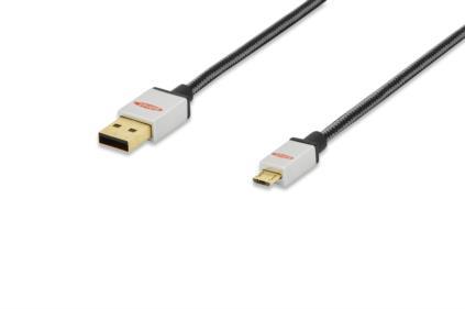 USB 2.0 kabel Ednet typ USB A/microUSB B(5pin), M/M ÄernÃ½ 0,25m blister