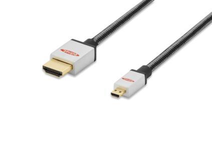 MiniHDMI kabel Ednet Highspeed 1.3 typ HDMI A/HDMI D, M/M ÄernÃ½ 2.0m blister