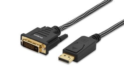 AdaptÃ©r Ednet DisplayPort 1.2 typ DP/DVI-D(24+1), M/M ÄernÃ½ 2m blister premium