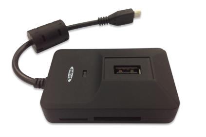 Ednet OTG USB 2.0 Hub & Card Reader for Smartphones and Tablets black color