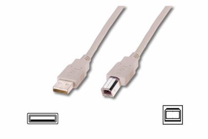 USB 2,0 kabel Assmann 1x samec A - 1x samec B, 3,0m - bÃ©Å¾ovÃ½ UL