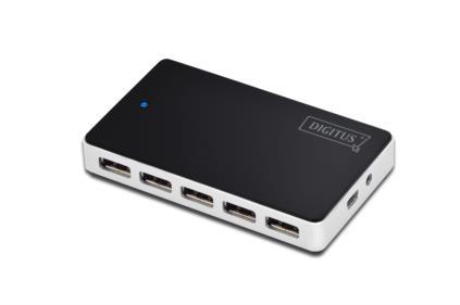 DIGITUS HUB 10-port USB2.0, incl. power supply, black