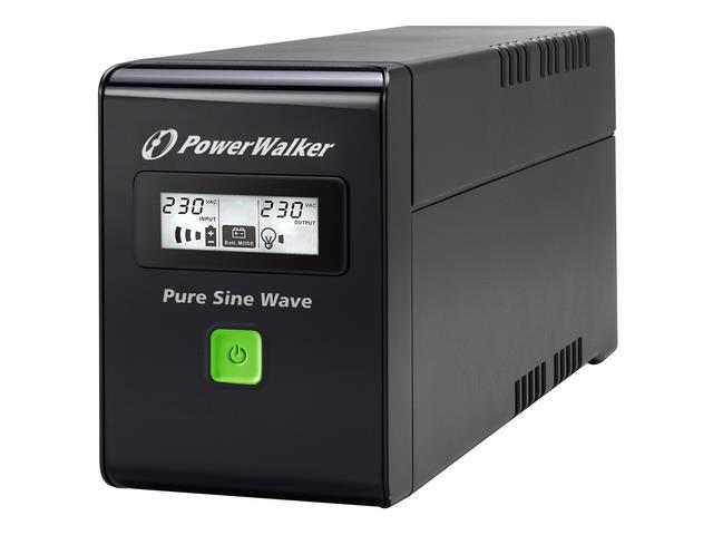 Power Walker UPS Line-Interactive 600VA 2x SCHUKO, PURE SINE, RJ11/RJ45,USB,LCD