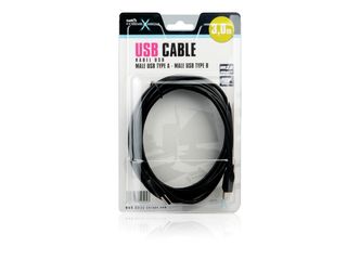 Natec kabel USB 2.0 AM/BM 3m, ÄernÃ½, blister