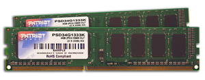 Patriot 4GB (Kit 2x2GB) 1333MHz DDR3 CL9 DIMMs
