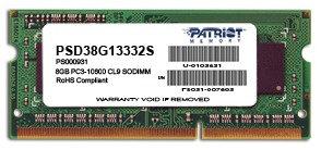 Patriot 8GB Signature Line 1333MHz DDR3 CL9 SODIMM 1.5V