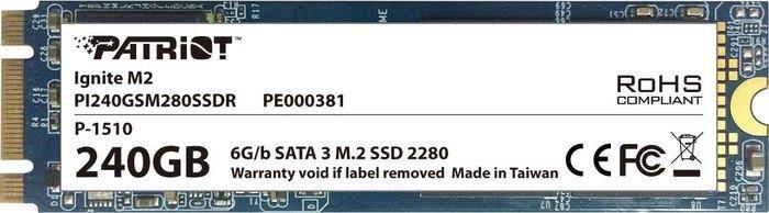 Patriot SSD Ignite 240GB M2 SATA (ÄtenÃ­/zÃ¡pis: 560/320MB/s) IOPS R/W: 90/77k