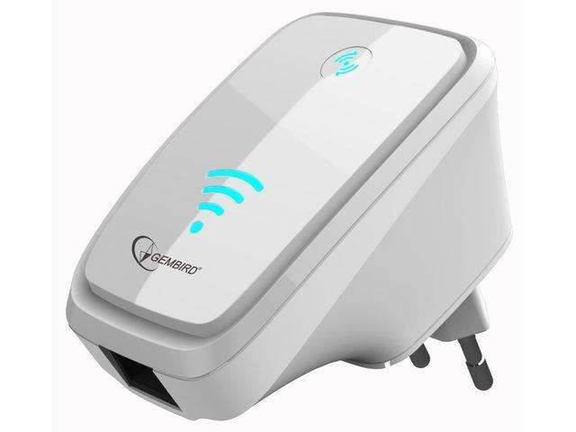 Gembird WiFi repeater se zabudovanÃ½mi antÃ©nami, 300 Mbps + LAN, bÃ­lÃ½