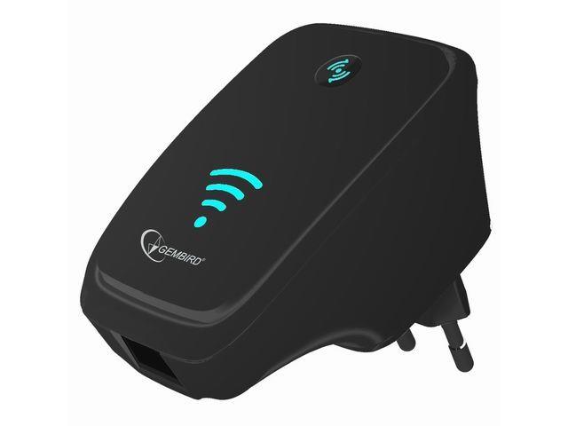 Gembird WiFi repeater, 300 Mbps + LAN, ÄernÃ½