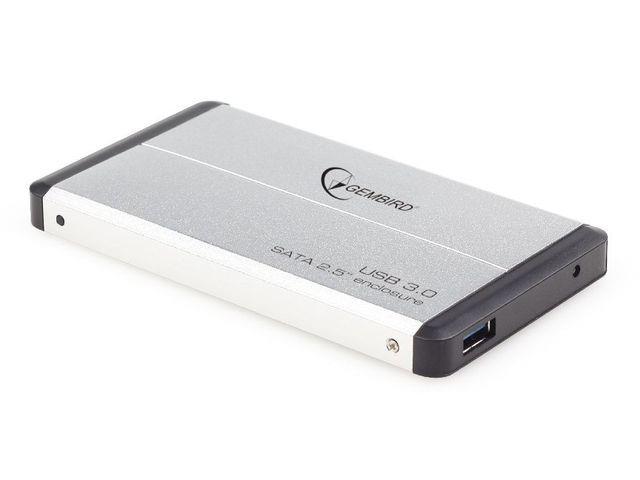 Gembird case pro 2.5'' SATA disk - USB 3.0, stÅÃ­brnÃ½ hlinÃ­k, HDD/SSD
