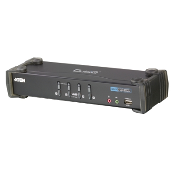 ATEN CS1764A 4-Port DVI USB 2.0 KVMP Switch, 4x DVI-D Cables, 2-port Hub, Audio