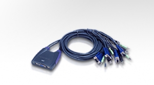 ATEN CS64US 4-Port USB KVM Switch, Speaker Support, 0.9/1.2m cables