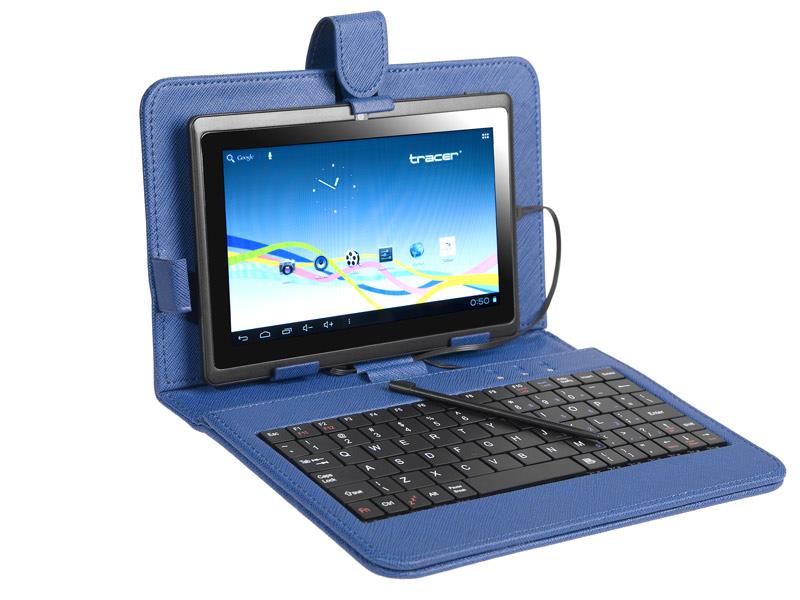Tracer pouzdro pro tablet 7'' s klÃ¡vesnicÃ­, micro USB, eko kÅ¯Å¾e, modrÃ©