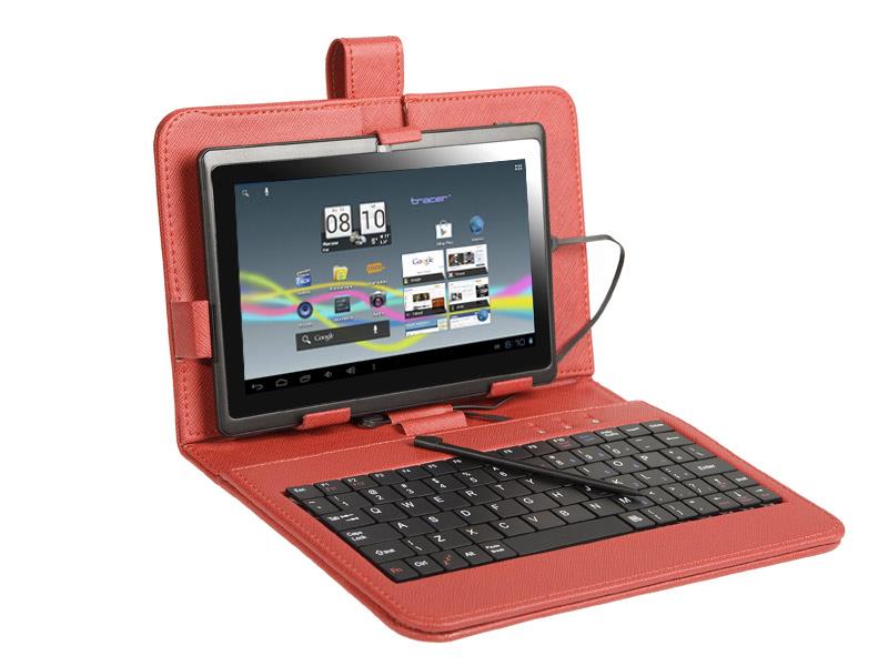 Tracer pouzdro pro tablet 7'' s klÃ¡vesnicÃ­, micro USB, eko kÅ¯Å¾e, ÄervenÃ©