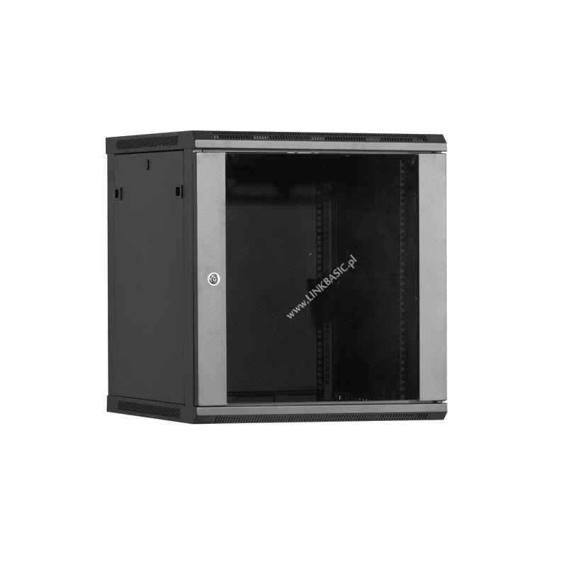 Linkbasic rack wall-mounting cabinet 19'' 15U 600x450mm black (glass front door)