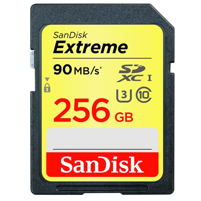 Sandisk memory card Extreme SDXC 256GB 90MB/s Class 10 UHS-I U3