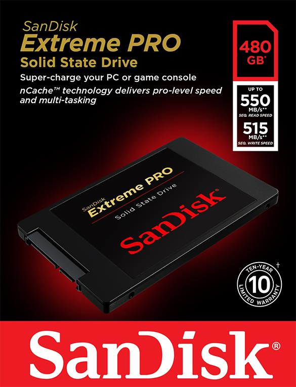 SanDisk SSD Extreme PRO 480GB SATA3 (ÄtenÃ­ 550MB/s; zÃ¡pis: 515MB/s),IOPS 100/90K