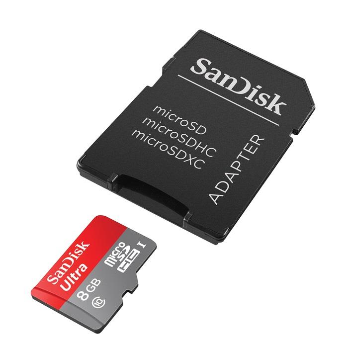 SanDisk microSDHC ULTRA karta 8GB, Android + adaptÃ©r (rychlost ÄtenÃ­ aÅ¾ 48MB/s)