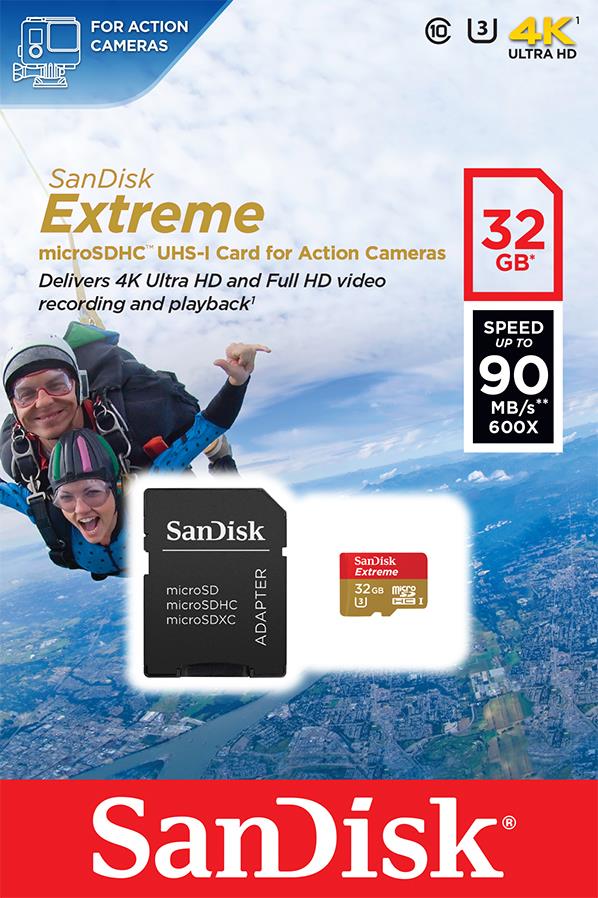 SanDisk Extreme pamÄÅ¥ovÃ¡ karta microSDHC 32GB 90MB/s, UHS-I, +Adapter