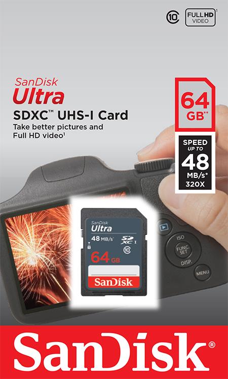 SanDisk Ultra pamÄÅ¥ovÃ¡ karta SDXC 64GB ÄtenÃ­: aÅ¾ 48MB/s Class 10 UHS-I,