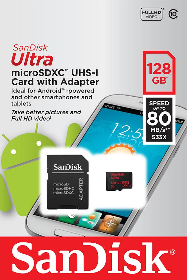 SanDisk ULTRA pamÄÅ¥ovÃ¡ kart microSDXC 128GB UHS-I, 80MB/s, Android,