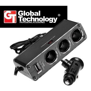 GT Adapter do auto zapalovaÄe wf-0096, 3 zÃ¡suvky + USB