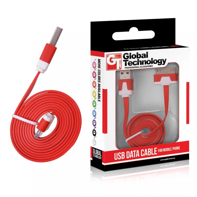 GT kabel USB pro iPhone 3G/3Gs/4/4s plochÃ½ ÄervenÃ½