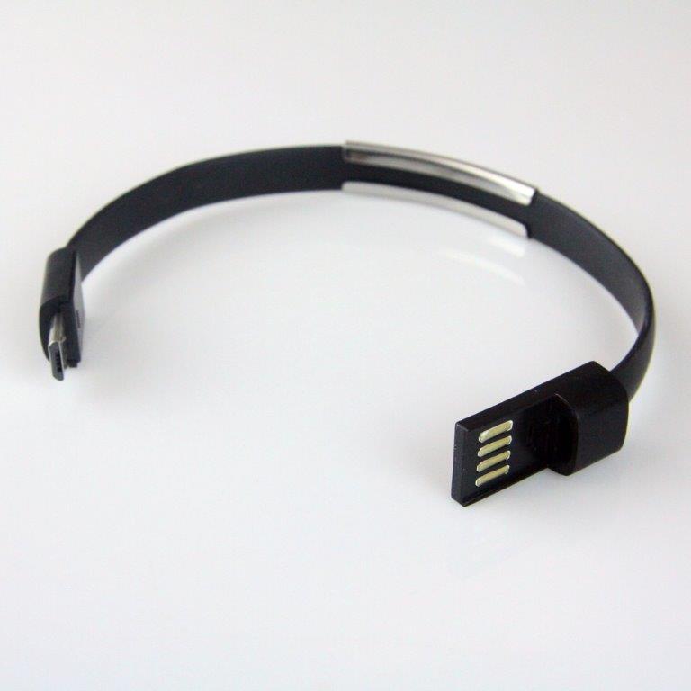GT kabel USB/micro USB, nÃ¡ramek, ÄernÃ½