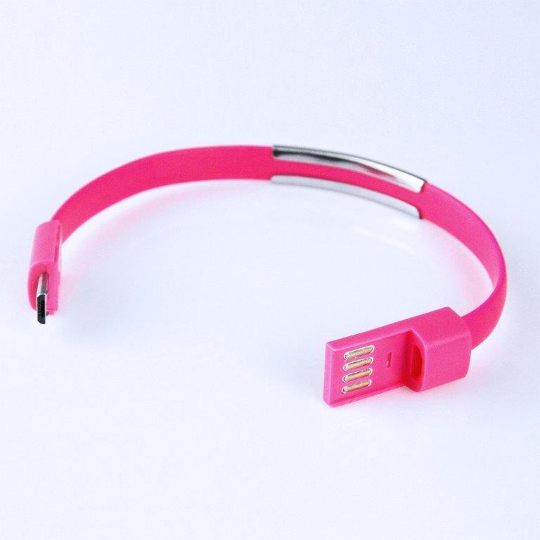 GT kabel USB/micro USB, nÃ¡ramek, rÅ¯Å¾ovÃ½