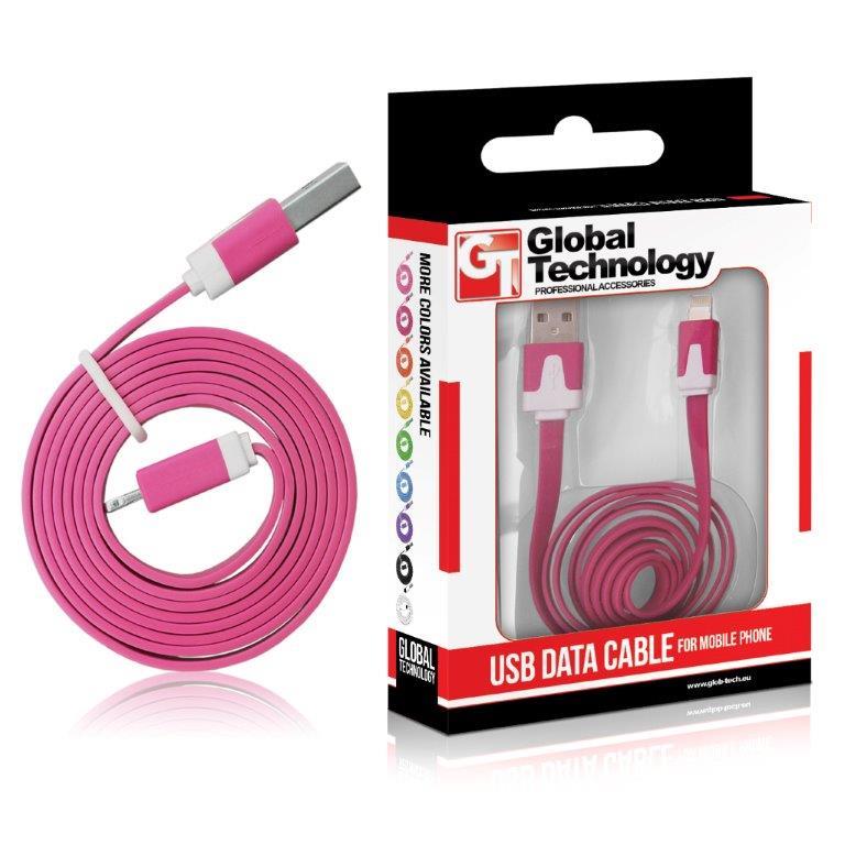 GT kabel USB pro iPhone 5 (8-pin) iOS7+, tmavÄ rÅ¯Å¾ovÃ½